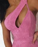 One Shoulder Cutout Slit Bodycon Dress