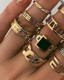 13PCS Star & Geo Pattern Punk Rings Set