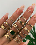 13PCS Star & Geo Pattern Punk Rings Set