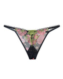 Floral Embroidery Low Waist Lace up Thong