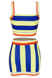 fashion print cute striped skirts set