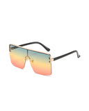 1Pair Half Metal Frame Ombre Lens Flat Top Sunglasses