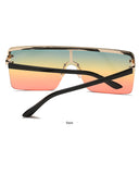 1Pair Half Metal Frame Ombre Lens Flat Top Sunglasses