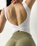 Backless Plain Skinny Sporty Top
