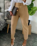 Pocket Design Solid Tailored Pants