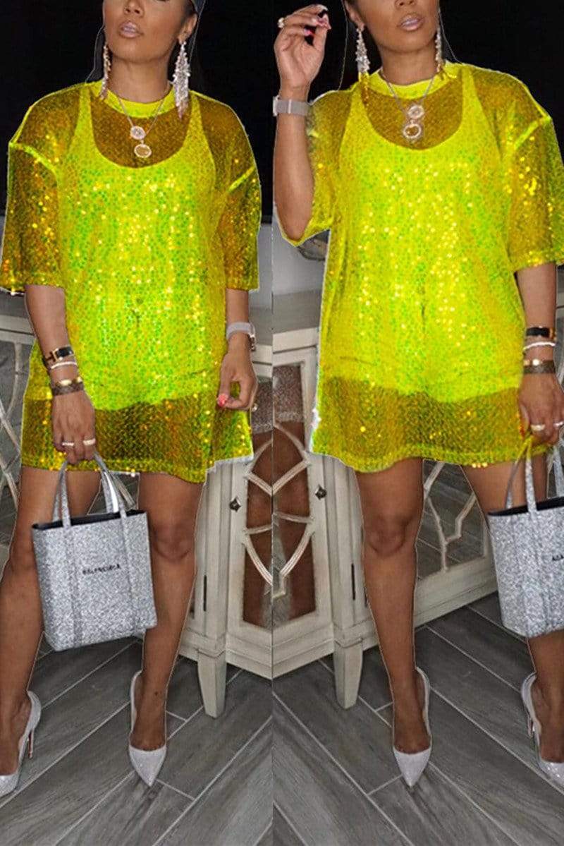 sexy fashion mesh sequins top