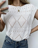 Short Sleeve Hollow Out Loose Sweater