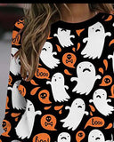 Halloween Long Sleeve Graphic / Animal Print Sweatshirt
