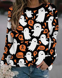 Halloween Long Sleeve Graphic / Animal Print Sweatshirt