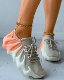 Colorblock Lace up Front Knit Sneaker