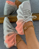 Colorblock Lace up Front Knit Sneaker