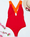 Plunge Crisscross Backless One Piece Swimsuit