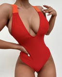 Plunge Crisscross Backless One Piece Swimsuit