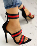 Contrast Color Strap Thin Heeled Sandals