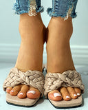 Braided Twisted Design Square Toe Slippers