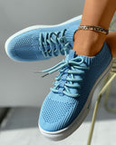 Knit Lace up Breathable Casual Sneaker