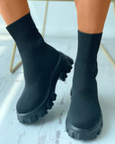 Wide Fit High Top Flatform Sock Sneakers