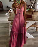 Frill Hem Ombre Color Maxi Dress