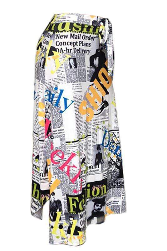 fashion casual printing irregular skirt