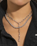 2pcs Square Shaped Braided Chain Necklace