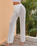 Drawstring Knit Hollow Out Cover Up Pants