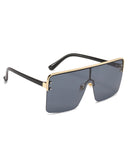 1Pair Half Metal Frame Ombre Lens Flat Top Sunglasses