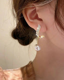 Rhinestone Freshwater Pearl Earrings