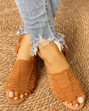 Braided Design Peep Toe Flat Sandals