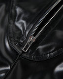 PU Leather High Waist Zipper Decor Ruched Pants