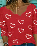Heart Print Long Sleeve T shirt