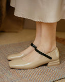 Square Toe Colorblock Chunky Mary Jane Shoes