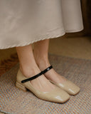 Square Toe Colorblock Chunky Mary Jane Shoes