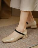 Square Toe Colorblock Chunky Mary Jane Shoes