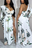 Sexy Party Formal Floral Not Positioning Printed Slit Printing One Shoulder Printed Dress Dresses