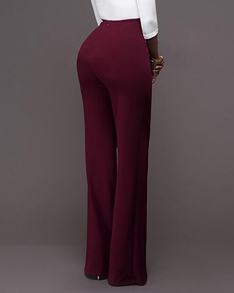 Double breasted High Waist Wide Leg Pants