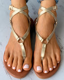Toe Post O Ring Buckled Flat Sandals