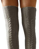 Over The Knee High Cable Knit Long Socks