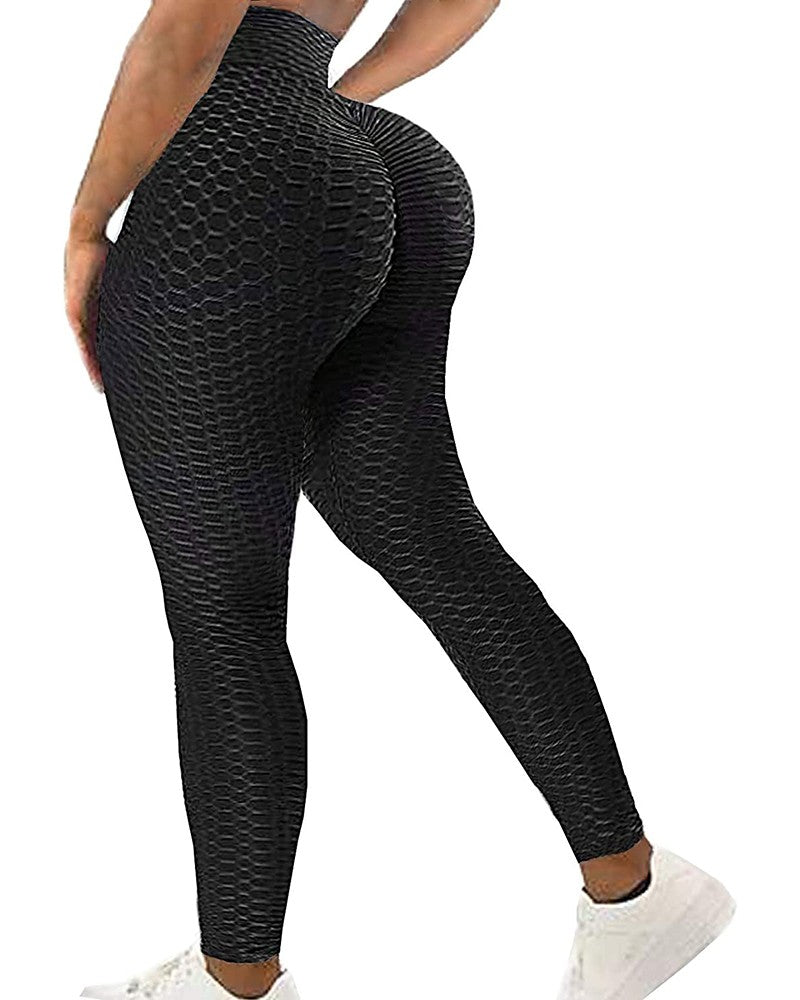 High Waisted Bubble Textured Yoga Pants Workout Butt Lifting Scrunch Booty Leggings