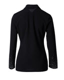 Rhinestone Decor Shawl Collar Long Sleeve Blazer