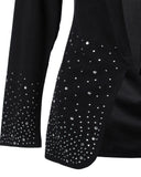 Rhinestone Decor Shawl Collar Long Sleeve Blazer