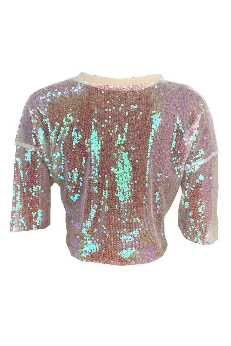 sexy sleeves sequins transparent color top
