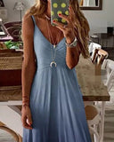 Frill Hem Ombre Color Maxi Dress