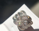 crystal zircon stone weave winding luxury ring