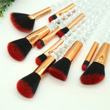 10 pc unicorn crystal plastic handle synthetic hair makeup brush set