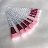 10 pc unicorn crystal plastic handle synthetic hair makeup brush set