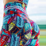 digital printed high waist stretchy ankle length leggings