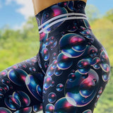 digital printed high waist stretchy ankle length leggings