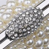 full imitation pearls rhinestone hasp lock shell shaped clutch bag