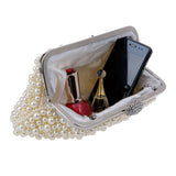 full imitation pearls rhinestone hasp lock shell shaped clutch bag