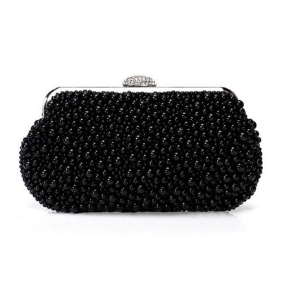 full imitation pearls rhinestone hasp lock shell shaped clutch bag ...